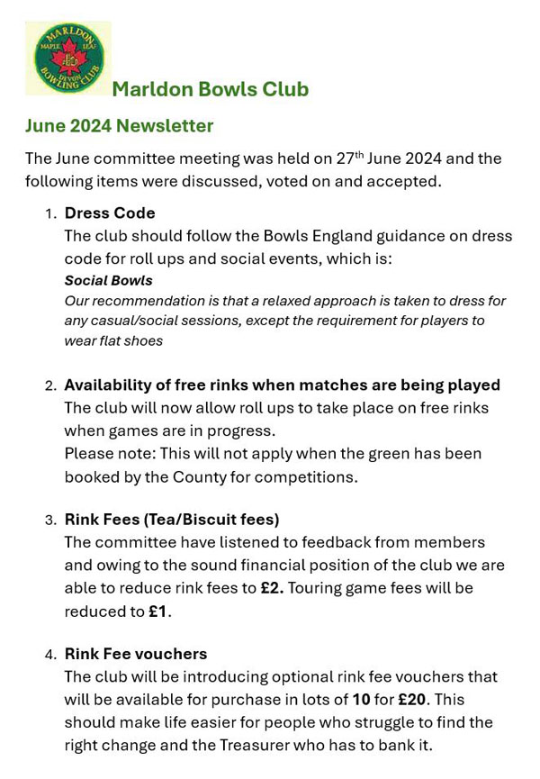 Marldon BC Newsletter