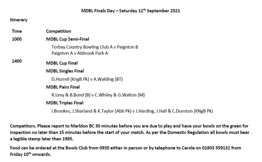 MDL finals day program