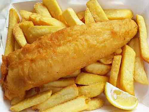 picture of battered fish and chipsl