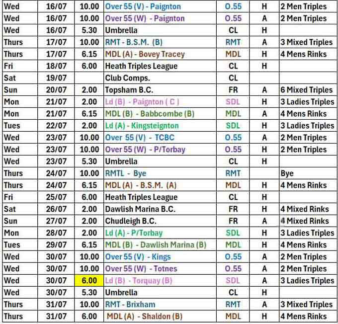 The July fixtures image part 2